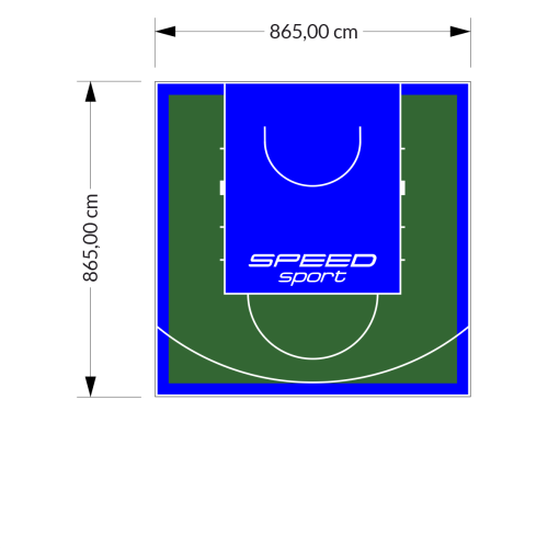 75M2/865X865CM ZIELONO-NIEBIESKIE BOISKO DO KOSZYKÓWKI SPEEDSPORT HEXA POWER PRO