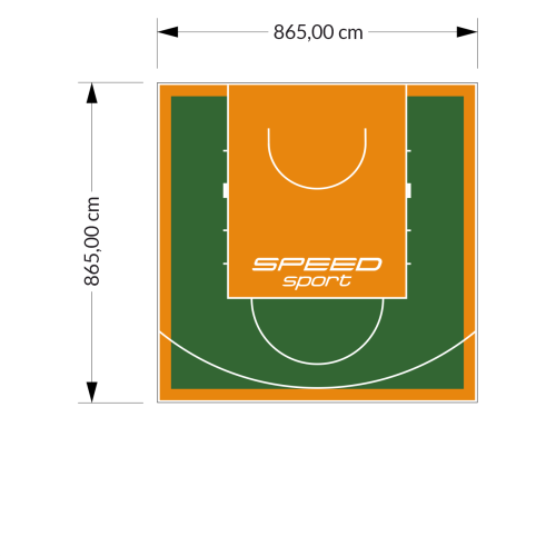 75M2/865X865CM ZIELONO-POMARAŃCZOWE BOISKO DO KOSZYKÓWKI SPEEDSPORT HEXA POWER PRO