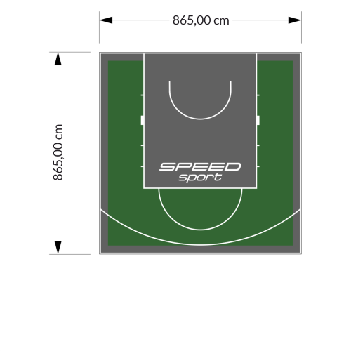 75M2/865X865CM ZIELONO-GRAFITOWE BOISKO DO KOSZYKÓWKI SPEEDSPORT HEXA POWER PRO