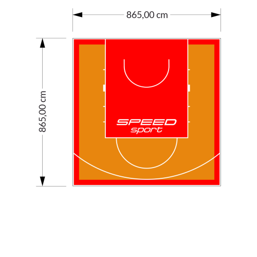 75M2/865X865CM POMARAŃCZOWO-CZERWONE BOISKO DO KOSZYKÓWKI SPEEDSPORT HEXA POWER PRO