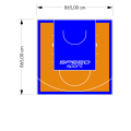 75M2/865X865CM POMARAŃCZOWO-NIEBIESKIE BOISKO DO KOSZYKÓWKI SPEEDSPORT HEXA POWER PRO