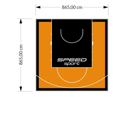 75M2/865X865CM POMARAŃCZOWO-CZARNE BOISKO DO KOSZYKÓWKI SPEEDSPORT HEXA POWER PRO