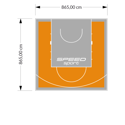 75M2/865X865CM POMARAŃCZOWO-SZARE BOISKO DO KOSZYKÓWKI SPEEDSPORT HEXA POWER PRO