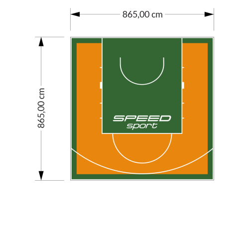 75M2/865X865CM POMARAŃCZOWO-ZIELONE BOISKO DO KOSZYKÓWKI SPEEDSPORT HEXA POWER PRO