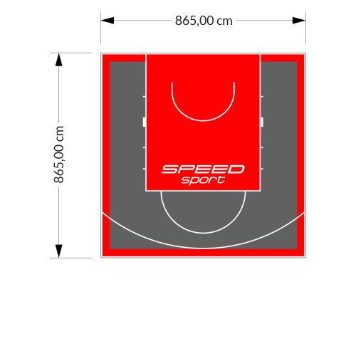 75M2/865X865CM GRAFITOWO-CZERWONE BOISKO DO KOSZYKÓWKI SPEEDSPORT HEXA POWER PRO
