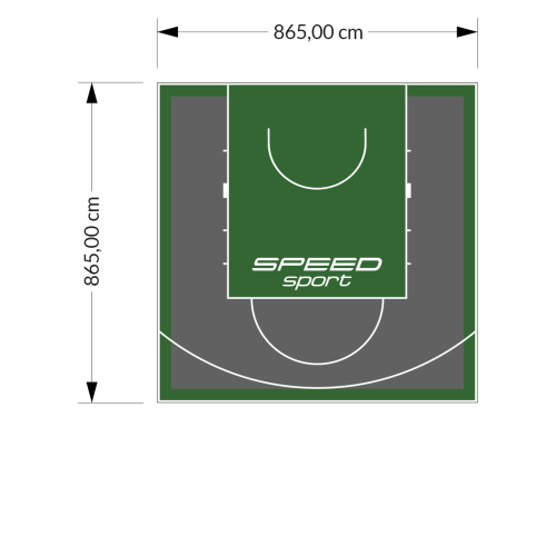 75M2/865X865CM GRAFITOWO-ZIELONE BOISKO DO KOSZYKÓWKI SPEEDSPORT HEXA POWER PRO