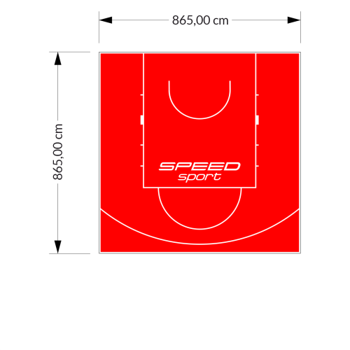 75M2/865X865CM CZERWONE BOISKO DO KOSZYKÓWKI SPEEDSPORT HEXA POWER PRO