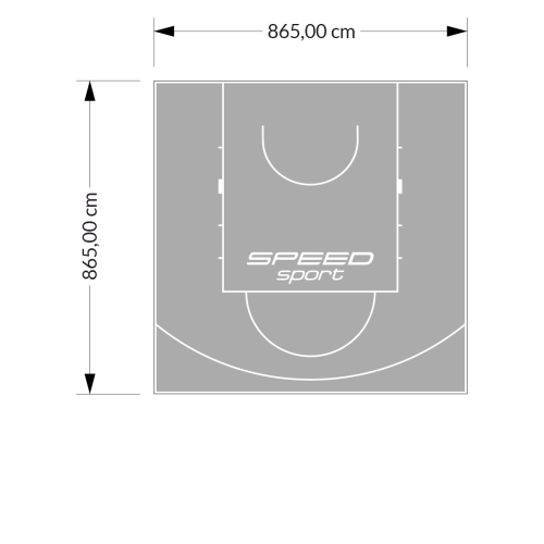 75M2/865X865CM SZARE BOISKO DO KOSZYKÓWKI SPEEDSPORT HEXA POWER PRO