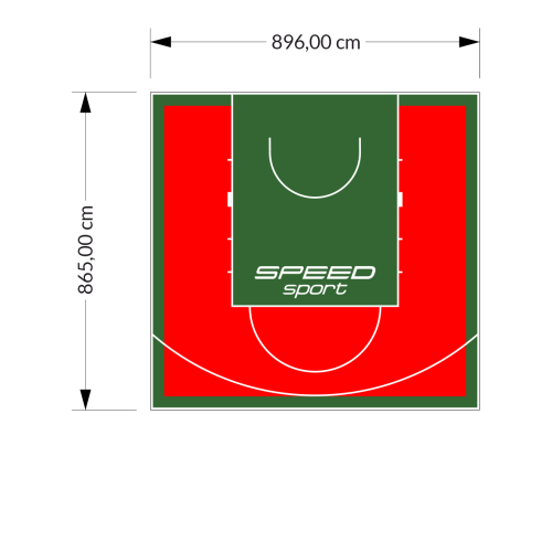 78M2/865X896CM CZERWONO-ZIELONE BOISKO DO KOSZYKÓWKI SPEEDSPORT HEXA POWER PRO
