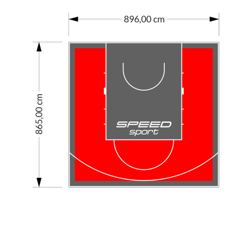 78M2/865X896CM CZERWONO-GRAFITOWE BOISKO DO KOSZYKÓWKI SPEEDSPORT HEXA POWER PRO