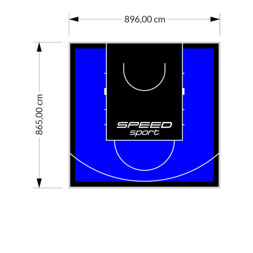 78M2/865X896CM NIEBIESKO-CZARNE BOISKO DO KOSZYKÓWKI SPEEDSPORT HEXA POWER PRO
