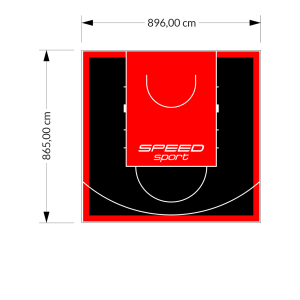 78M2/865X896CM CZARNO-CZERWONE BOISKO DO KOSZYKÓWKI SPEEDSPORT HEXA POWER PRO