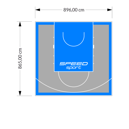 78M2/865X896CM SZARO-BŁĘKITNE BOISKO DO KOSZYKÓWKI SPEEDSPORT HEXA POWER PRO