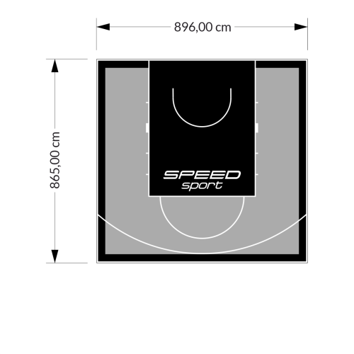 78M2/865X896CM SZARO-CZARNE BOISKO DO KOSZYKÓWKI SPEEDSPORT HEXA POWER PRO