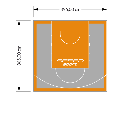 78M2/865X896CM SZARO-POMARAŃCZOWE BOISKO DO KOSZYKÓWKI SPEEDSPORT HEXA POWER PRO