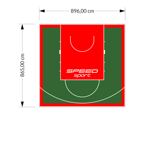 78M2/865X896CM ZIELONO-CZERWONE BOISKO DO KOSZYKÓWKI SPEEDSPORT HEXA POWER PRO