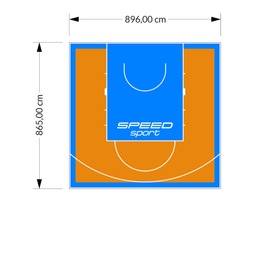78M2/865X896CM POMARAŃCZOWO-BŁĘKITNE BOISKO DO KOSZYKÓWKI SPEEDSPORT HEXA POWER PRO