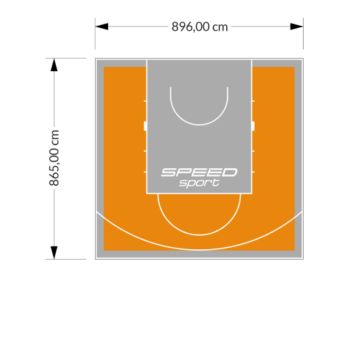 78M2/865X896CM POMARAŃCZOWO-SZARE BOISKO DO KOSZYKÓWKI SPEEDSPORT HEXA POWER PRO