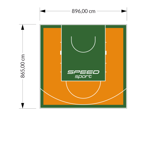 78M2/865X896CM POMARAŃCZOWO-ZIELONE BOISKO DO KOSZYKÓWKI SPEEDSPORT HEXA POWER PRO