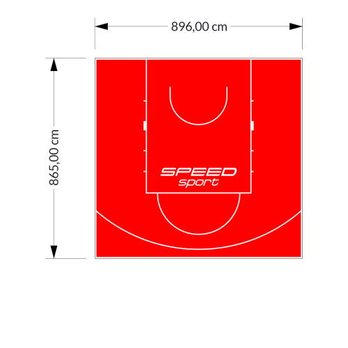 78M2/865X896CM CZERWONE BOISKO DO KOSZYKÓWKI SPEEDSPORT HEXA POWER PRO