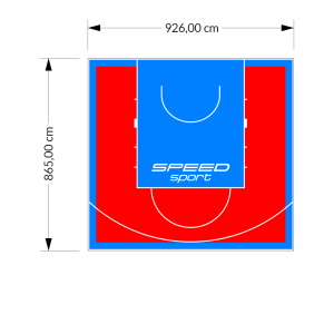 80M2/865X926CM CZERWONO-BŁĘKITNE BOISKO DO KOSZYKÓWKI SPEEDSPORT HEXA POWER PRO