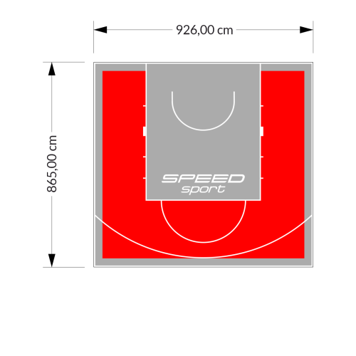 80M2/865X926CM CZERWONO-SZARE BOISKO DO KOSZYKÓWKI SPEEDSPORT HEXA POWER PRO