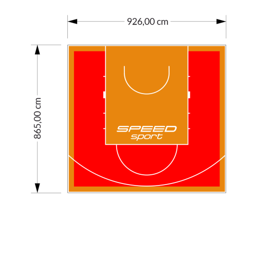 80M2/865X926CM CZERWONO-POMARAŃCZOWE BOISKO DO KOSZYKÓWKI SPEEDSPORT HEXA POWER PRO