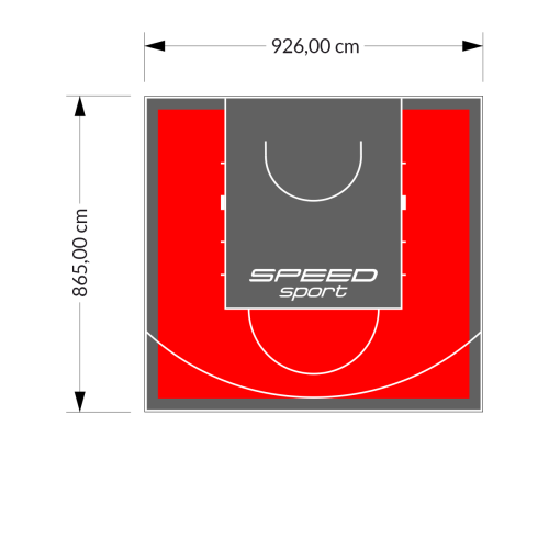 80M2/865X926CM CZERWONO-GRAFITOWE BOISKO DO KOSZYKÓWKI SPEEDSPORT HEXA POWER PRO