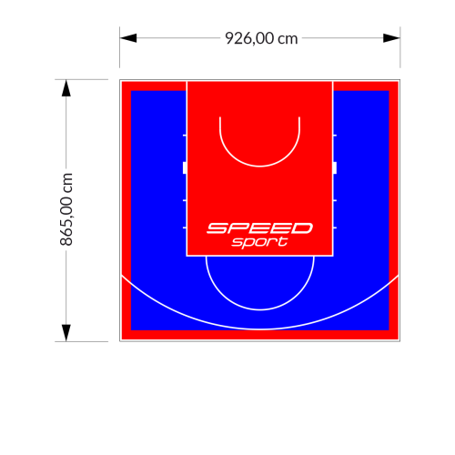 80M2/865X926CM NIEBIESKO-CZERWONE BOISKO DO KOSZYKÓWKI SPEEDSPORT HEXA POWER PRO