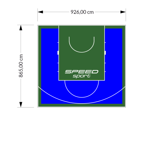 80M2/865X926CM NIEBIESKO-ZIELONE BOISKO DO KOSZYKÓWKI SPEEDSPORT HEXA POWER PRO