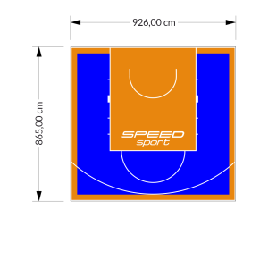 80M2/865X926CM NIEBIESKO-POMARAŃCZOWE BOISKO DO KOSZYKÓWKI SPEEDSPORT HEXA POWER PRO
