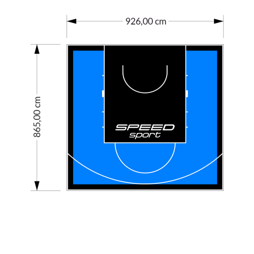 80M2/865X926CM BŁĘKITNO-CZARNE BOISKO DO KOSZYKÓWKI SPEEDSPORT HEXA POWER PRO