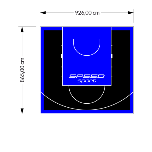 80M2/865X926CM CZARNO-NIEBIESKIE BOISKO DO KOSZYKÓWKI SPEEDSPORT HEXA POWER PRO