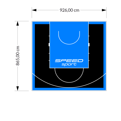 80M2/865X926CM CZARNO-BŁĘKITNE BOISKO DO KOSZYKÓWKI SPEEDSPORT HEXA POWER PRO