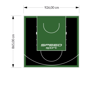 80M2/865X926CM CZARNO-ZIELONE BOISKO DO KOSZYKÓWKI SPEEDSPORT HEXA POWER PRO