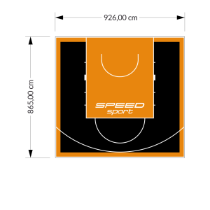 80M2/865X926CM CZARNO-POMARAŃCZOWE BOISKO DO KOSZYKÓWKI SPEEDSPORT HEXA POWER PRO