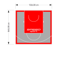 80M2/865X926CM SZARO-CZERWONE BOISKO DO KOSZYKÓWKI SPEEDSPORT HEXA POWER PRO