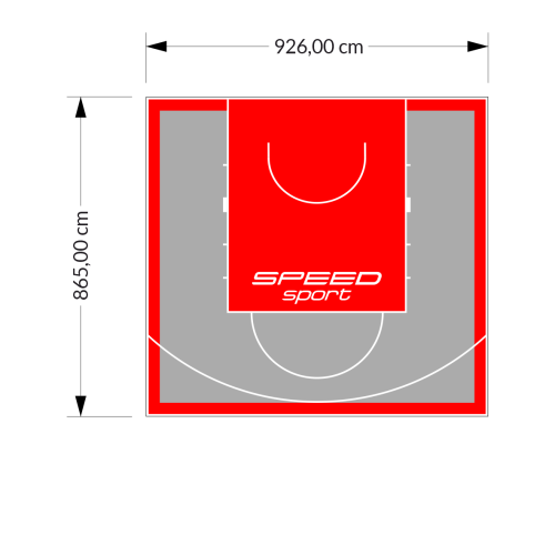 80M2/865X926CM SZARO-CZERWONE BOISKO DO KOSZYKÓWKI SPEEDSPORT HEXA POWER PRO