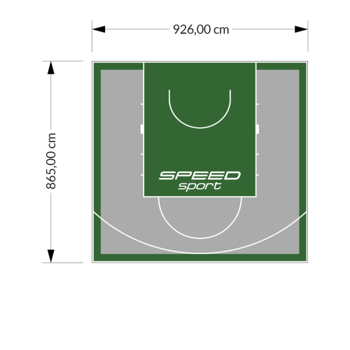 80M2/865X926CM SZARO-ZIELONE BOISKO DO KOSZYKÓWKI SPEEDSPORT HEXA POWER PRO