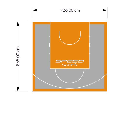 80M2/865X926CM SZARO-POMARAŃCZOWE BOISKO DO KOSZYKÓWKI SPEEDSPORT HEXA POWER PRO