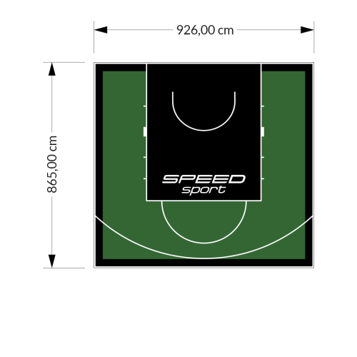 80M2/865X926CM ZIELONO-CZARNE BOISKO DO KOSZYKÓWKI SPEEDSPORT HEXA POWER PRO