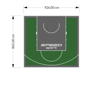 80M2/865X926CM ZIELONO-GRAFITOWE BOISKO DO KOSZYKÓWKI SPEEDSPORT HEXA POWER PRO
