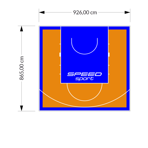 80M2/865X926CM POMARAŃCZOWO-NIEBIESKIE BOISKO DO KOSZYKÓWKI SPEEDSPORT HEXA POWER PRO