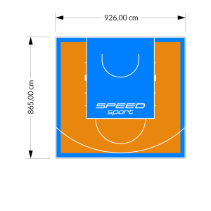 80M2/865X926CM POMARAŃCZOWO-BŁĘKITNE BOISKO DO KOSZYKÓWKI SPEEDSPORT HEXA POWER PRO