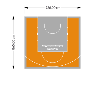 80M2/865X926CM POMARAŃCZOWO-SZARE BOISKO DO KOSZYKÓWKI SPEEDSPORT HEXA POWER PRO
