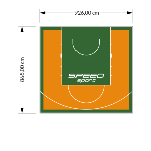 80M2/865X926CM POMARAŃCZOWO-ZIELONE BOISKO DO KOSZYKÓWKI SPEEDSPORT HEXA POWER PRO