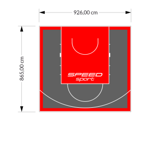 80M2/865X926CM GRAFITOWO-CZERWONE BOISKO DO KOSZYKÓWKI SPEEDSPORT HEXA POWER PRO