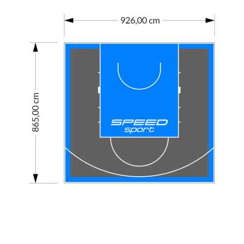 80M2/865X926CM GRAFITOWO-BŁĘKITNE BOISKO DO KOSZYKÓWKI SPEEDSPORT HEXA POWER PRO