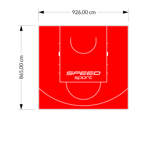 80M2/865X926CM CZERWONE BOISKO DO KOSZYKÓWKI SPEEDSPORT HEXA POWER PRO