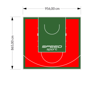 83M2/865X956CM CZERWONO-ZIELONE BOISKO DO KOSZYKÓWKI SPEEDSPORT HEXA POWER PRO